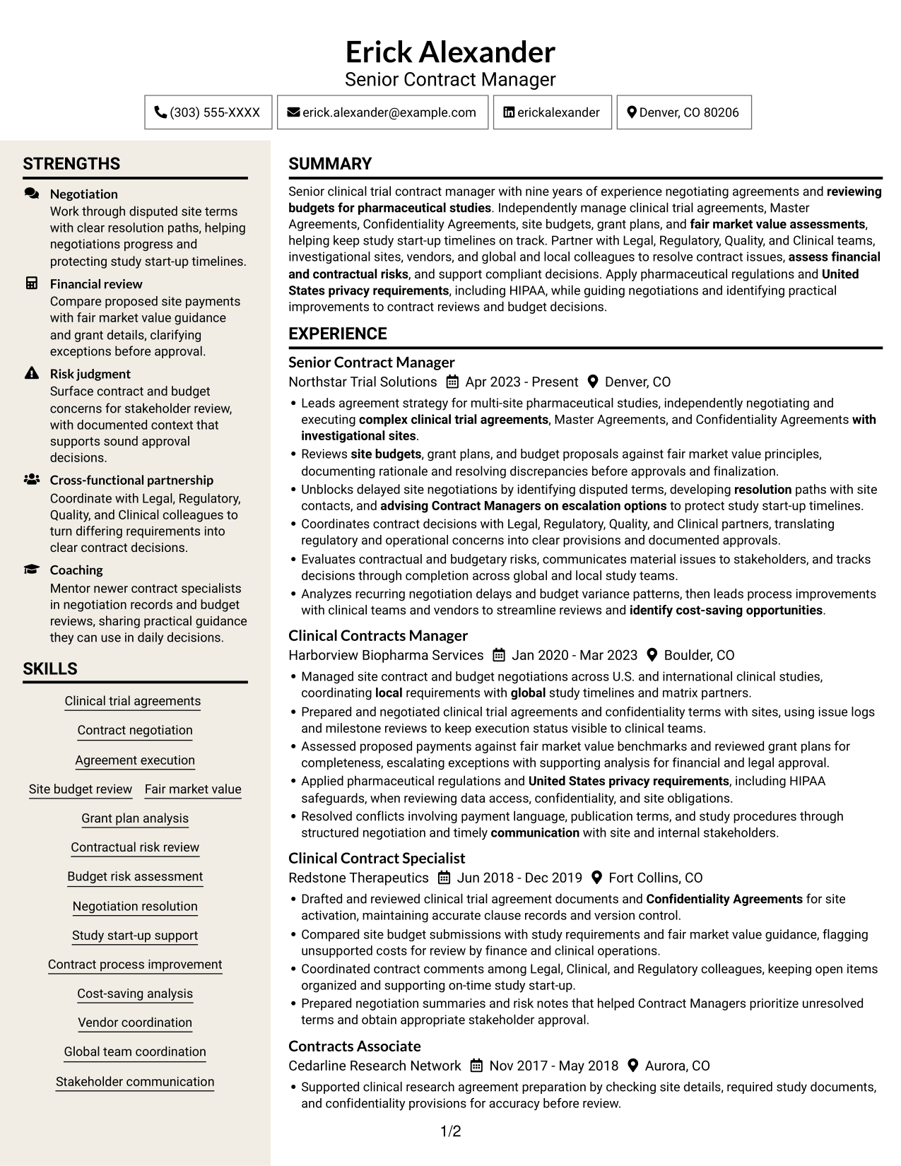 Resume example — page 1