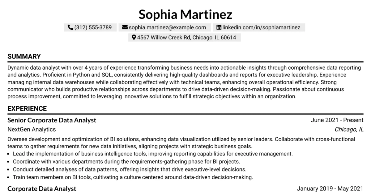 33 Senior Corporate Data Analyst Resume Templates with Example 2026 (ATS-Optimized)