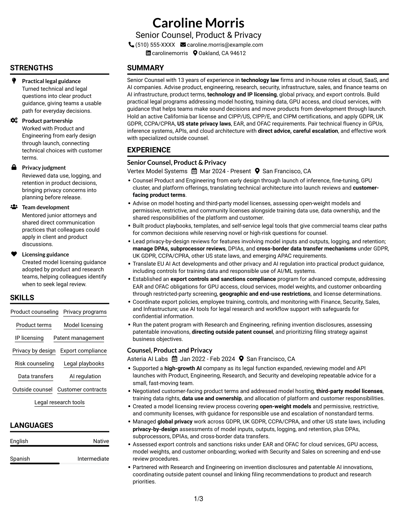 Resume example — page 1