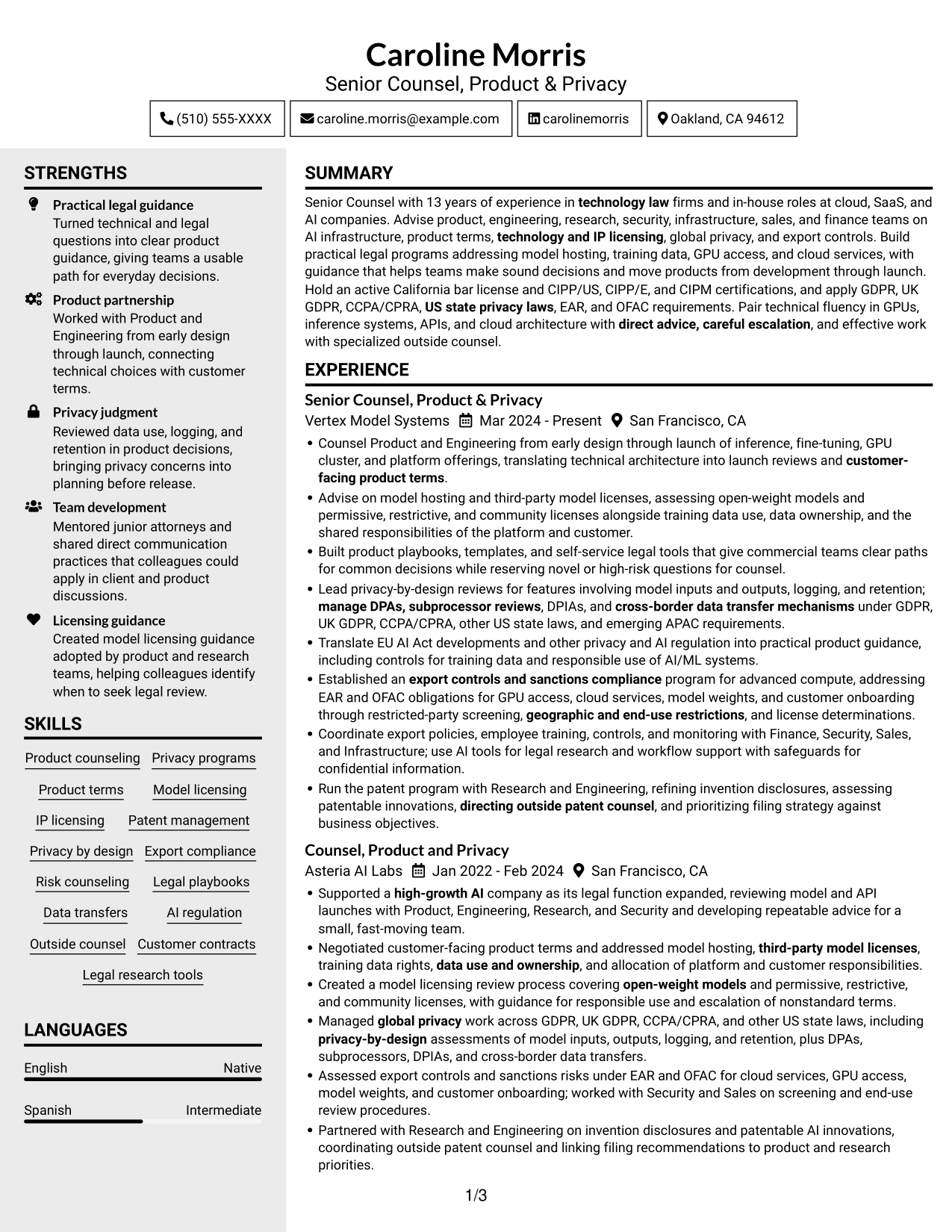 Resume example — page 1