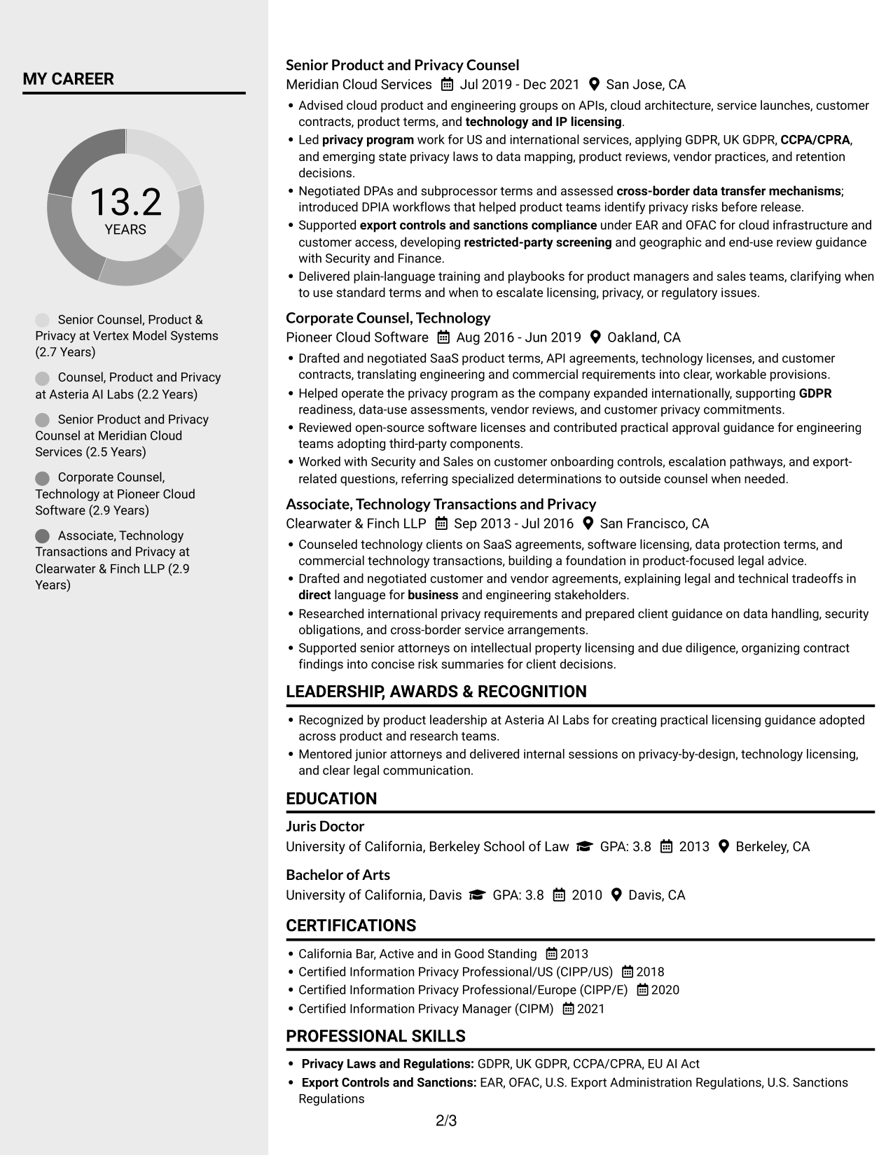 Resume example — page 2
