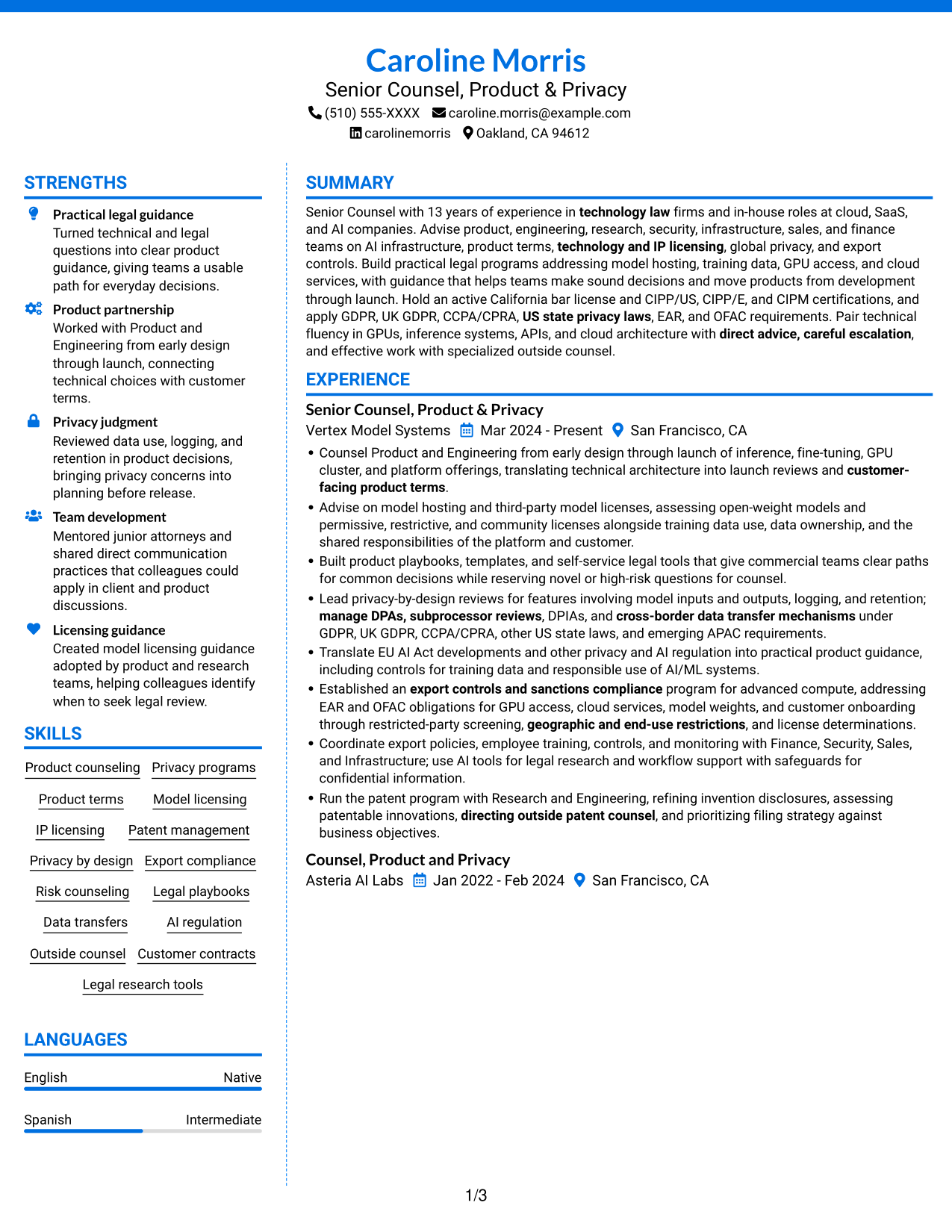 Resume example — page 1