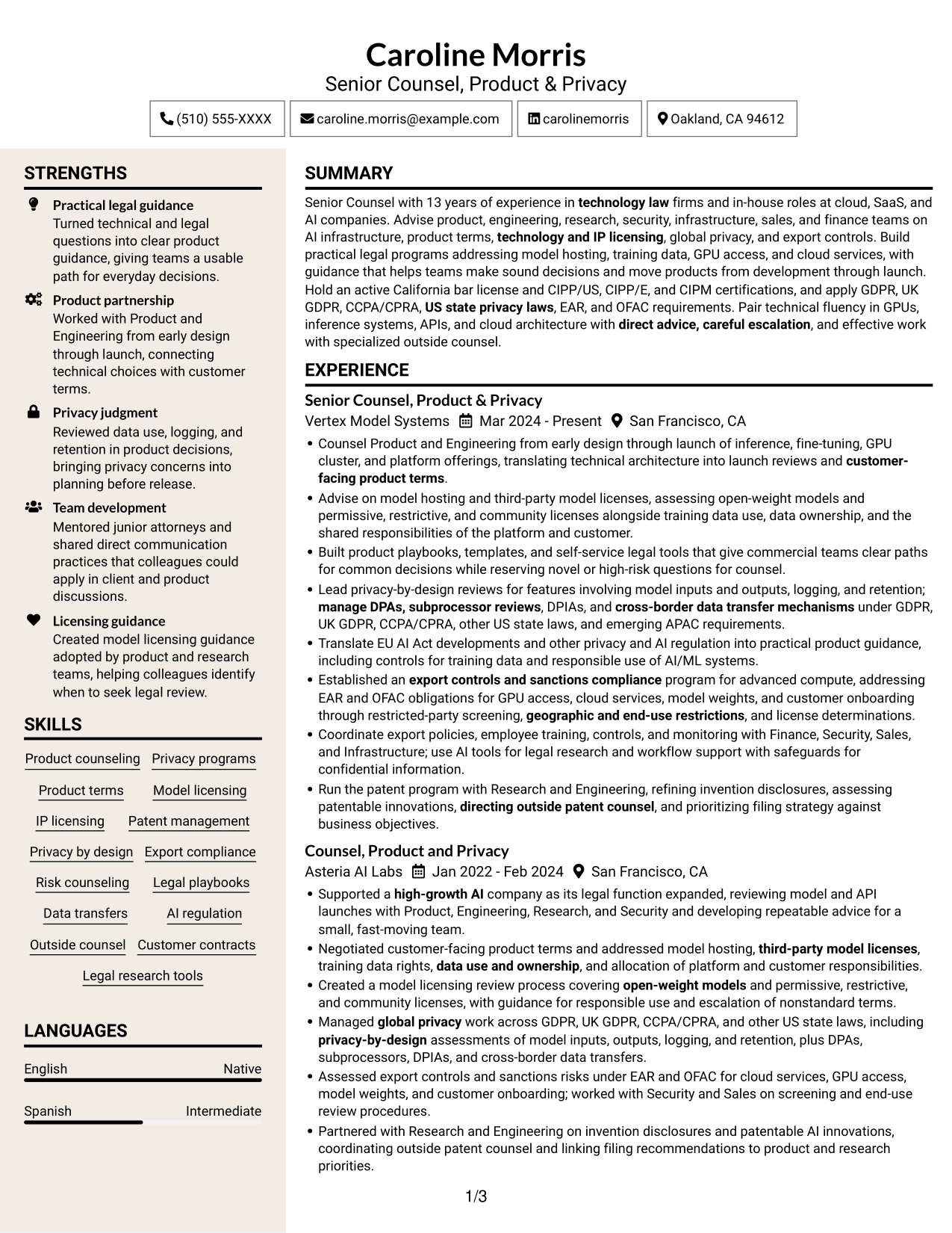 Resume example — page 1