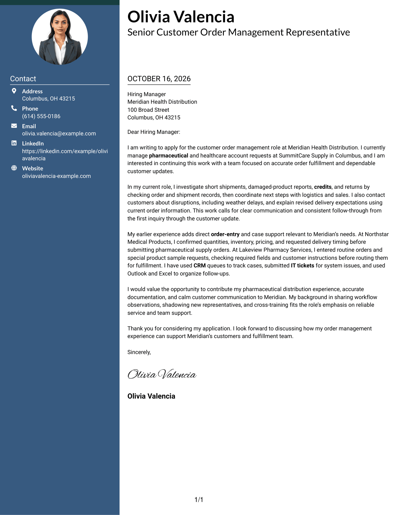 Cover letter example — page 1