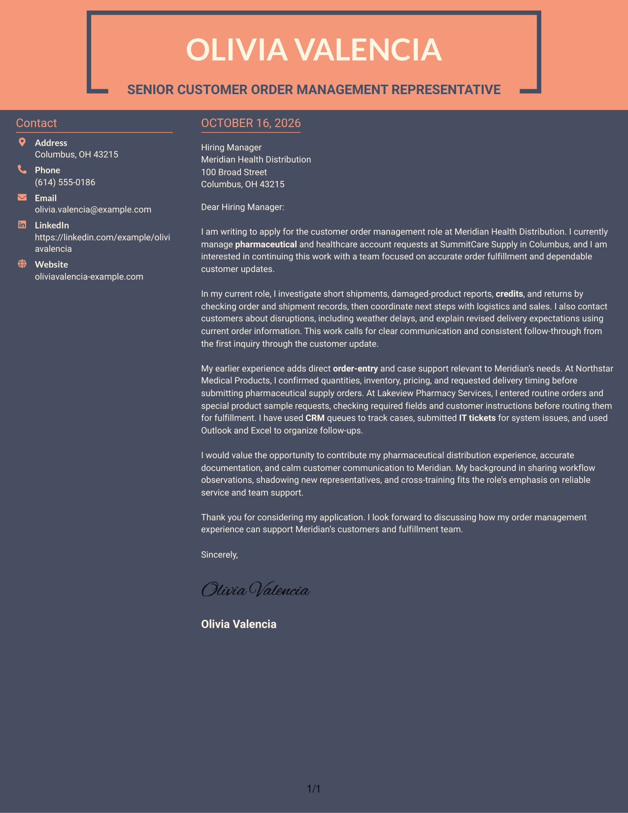 Cover letter example — page 1