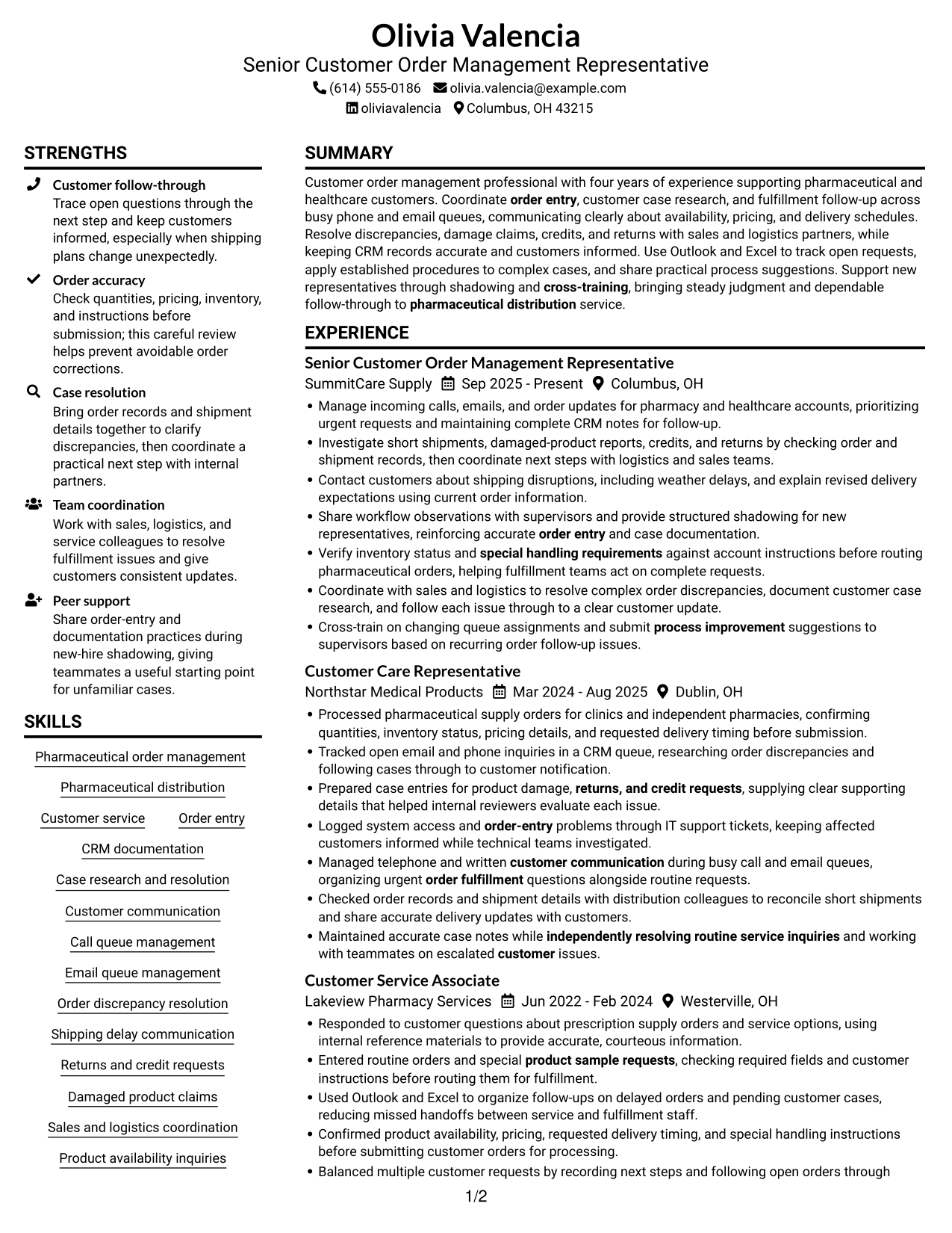 Resume example — page 1