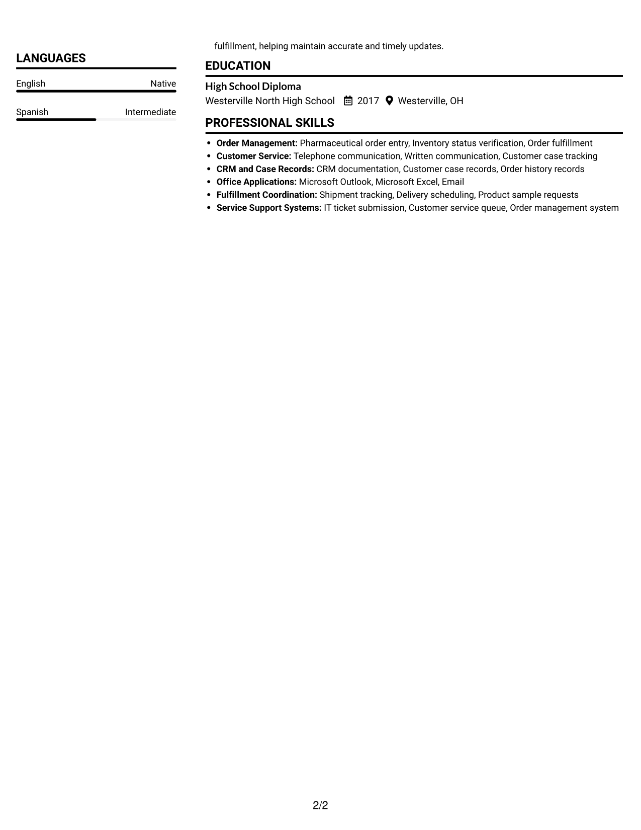 Resume example — page 2