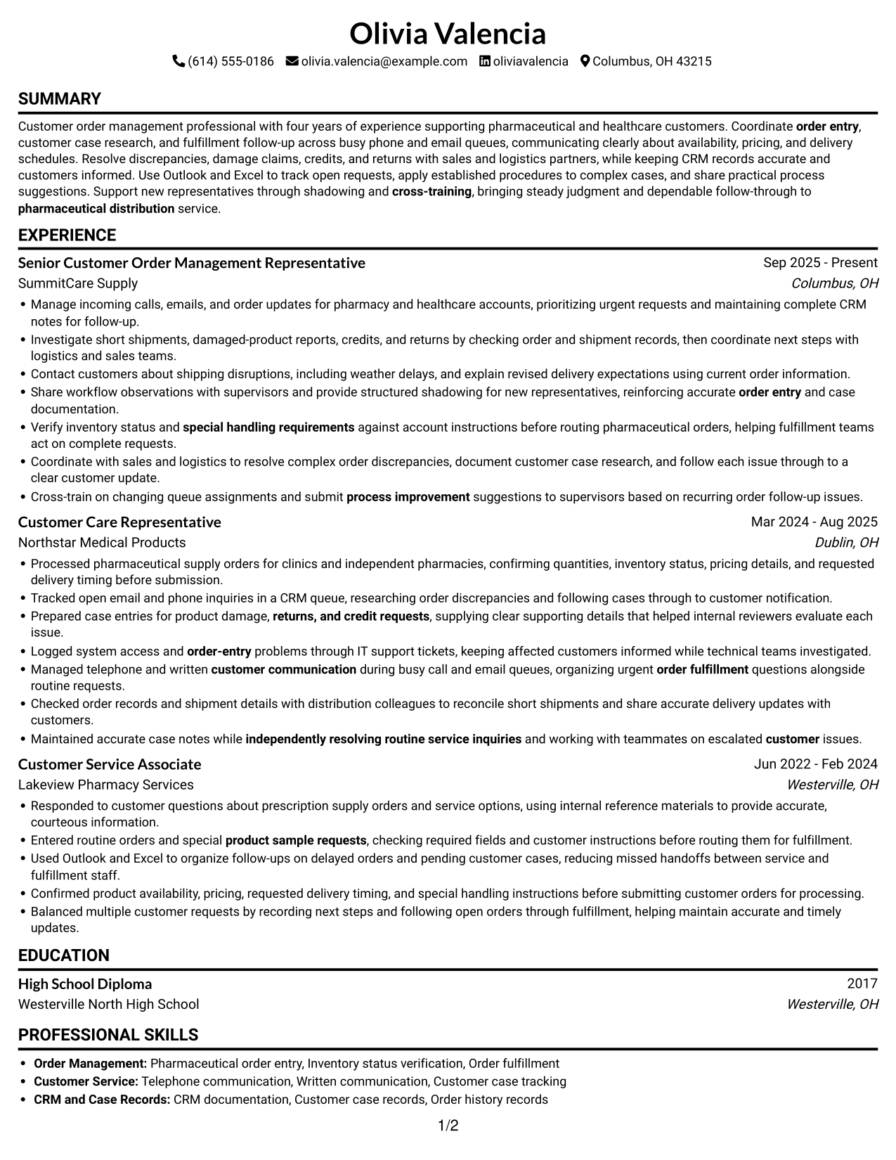 Resume example — page 1