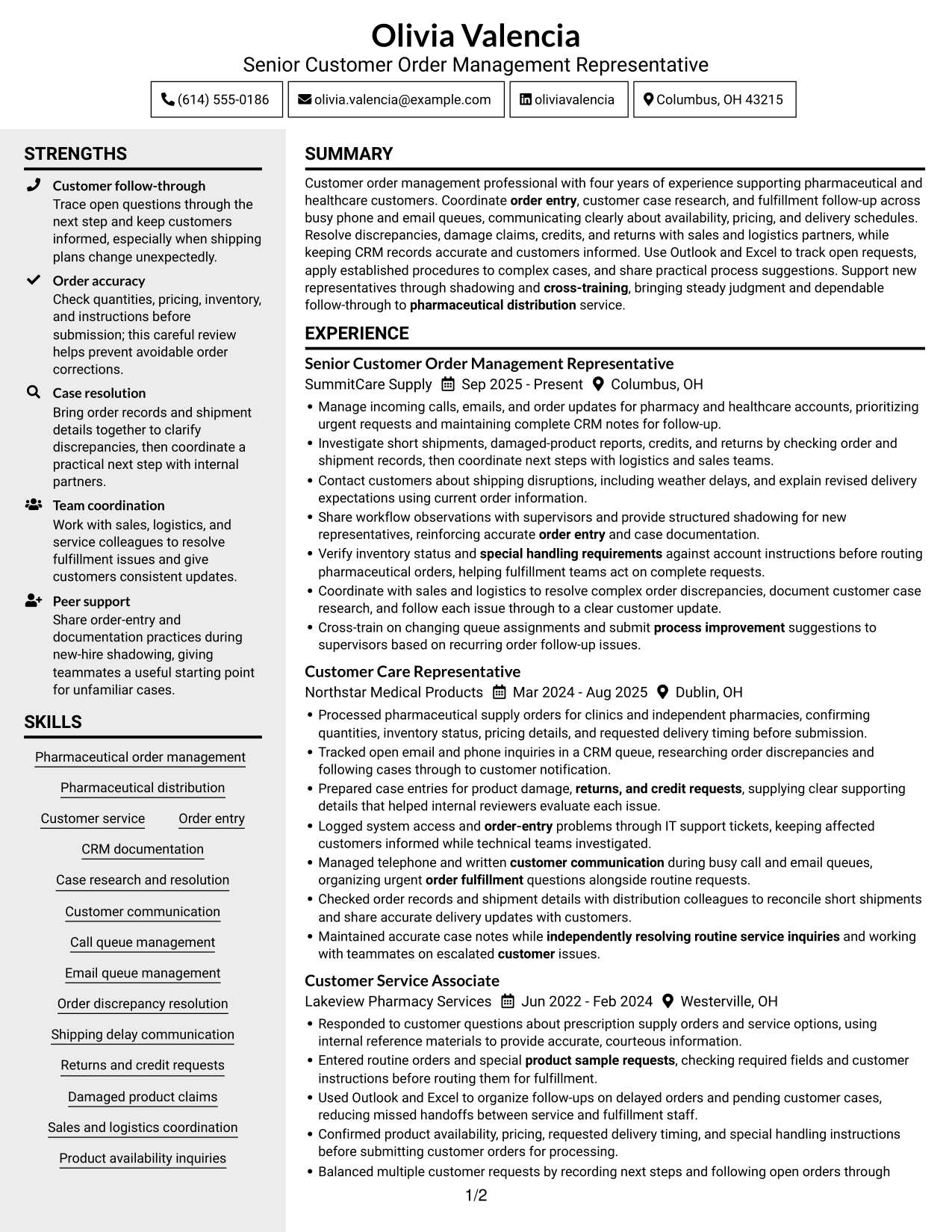 Resume example — page 1