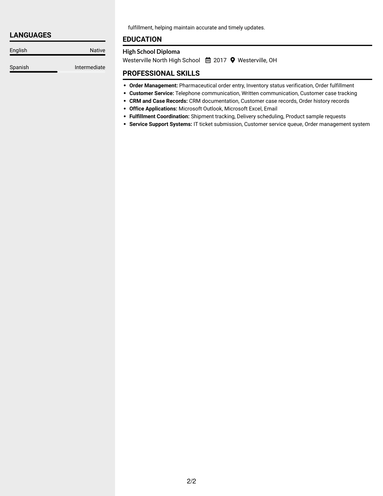 Resume example — page 2