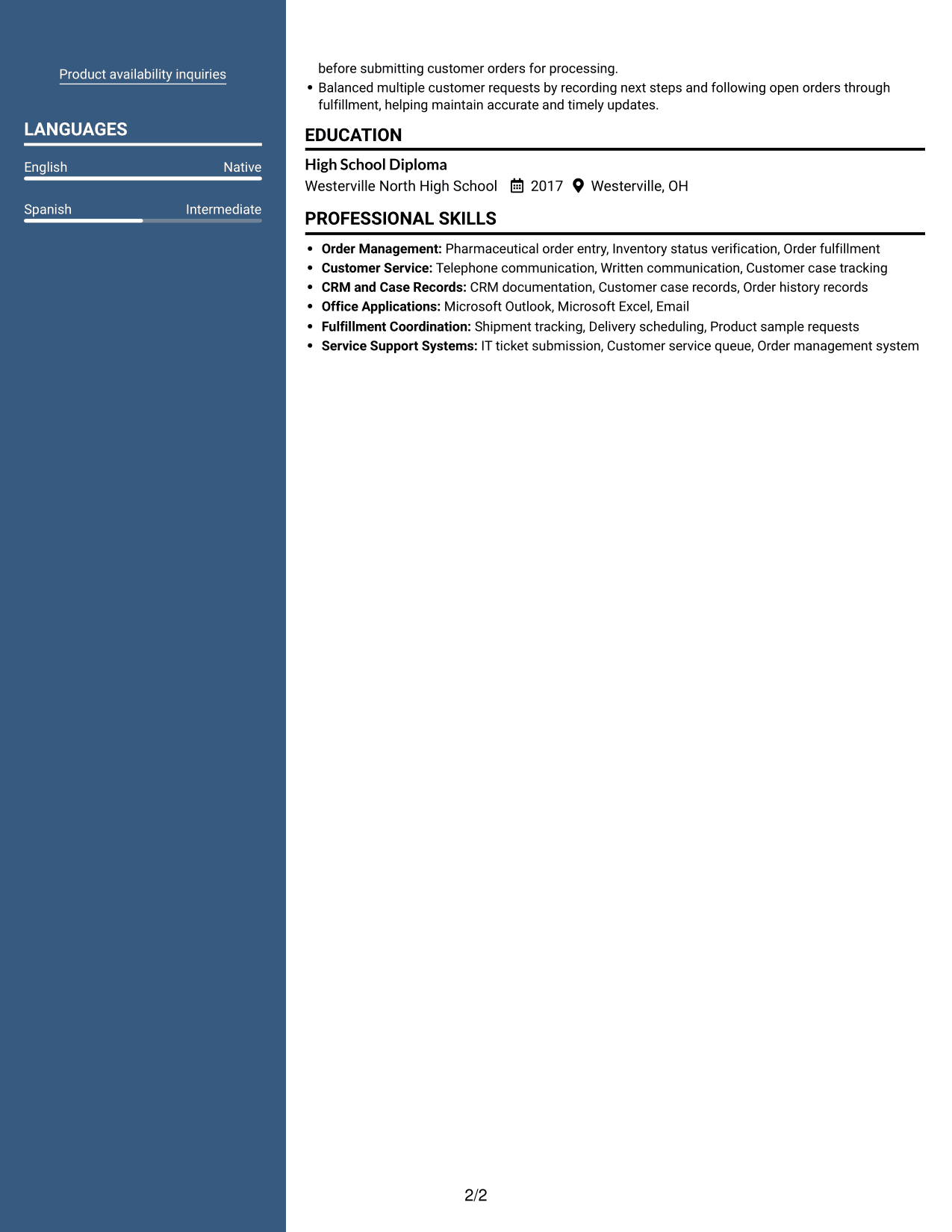 Resume example — page 2