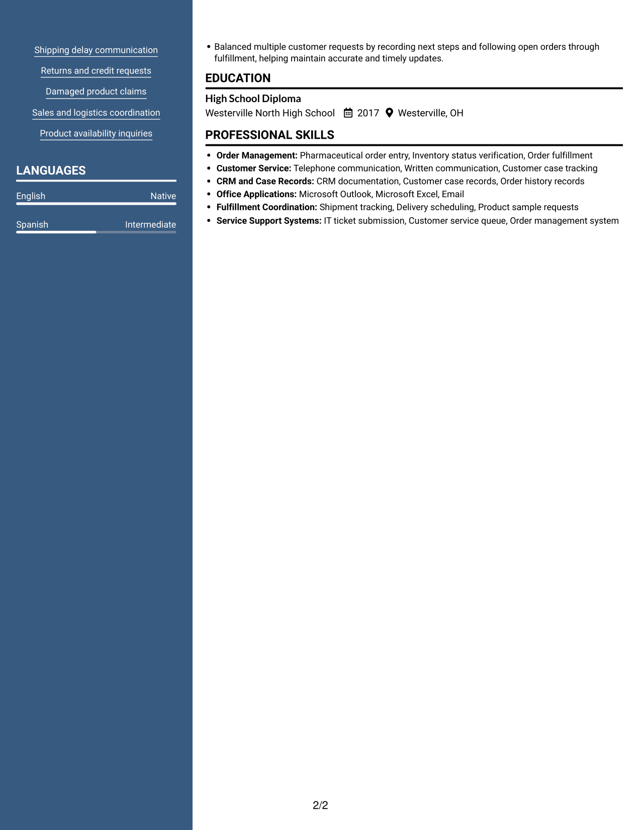 Resume example — page 2