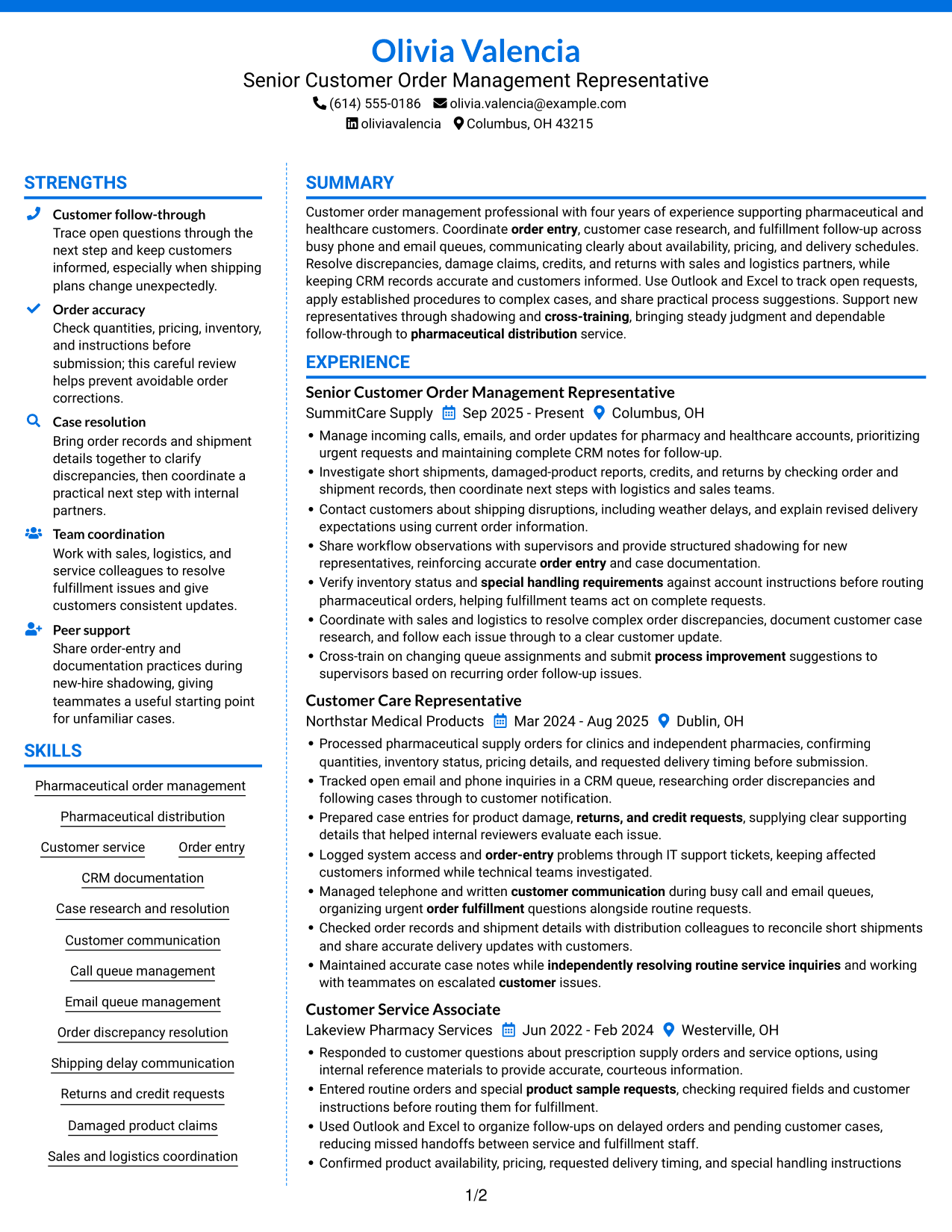 Resume example — page 1