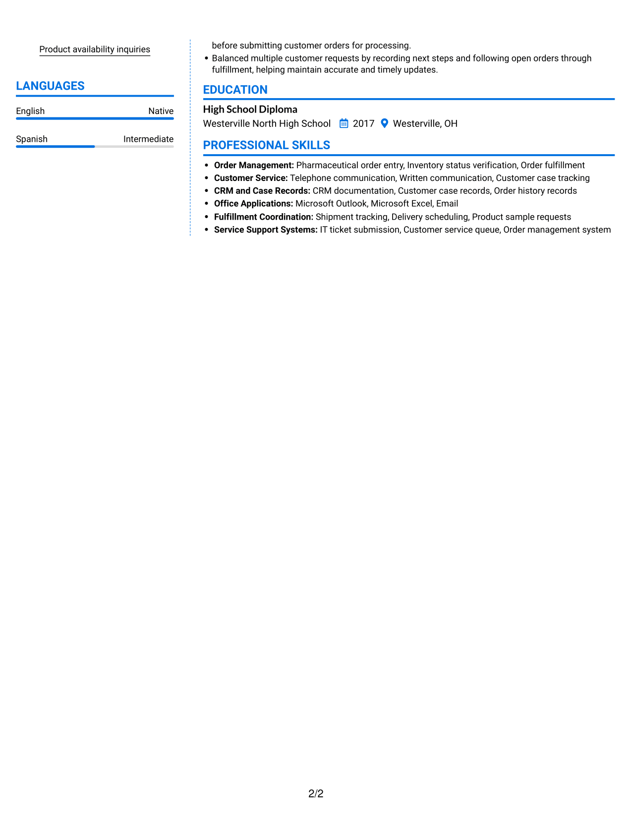 Resume example — page 2