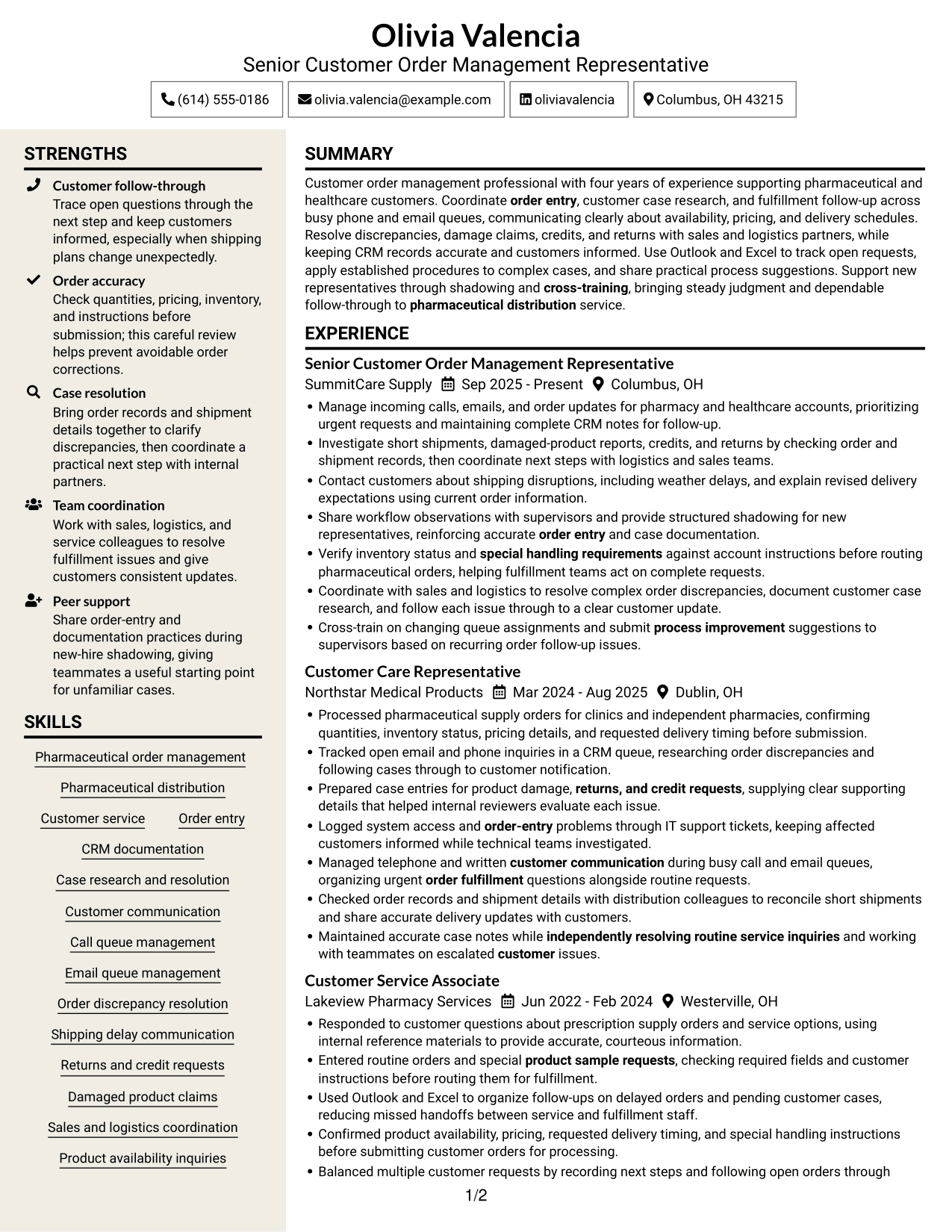 Resume example — page 1