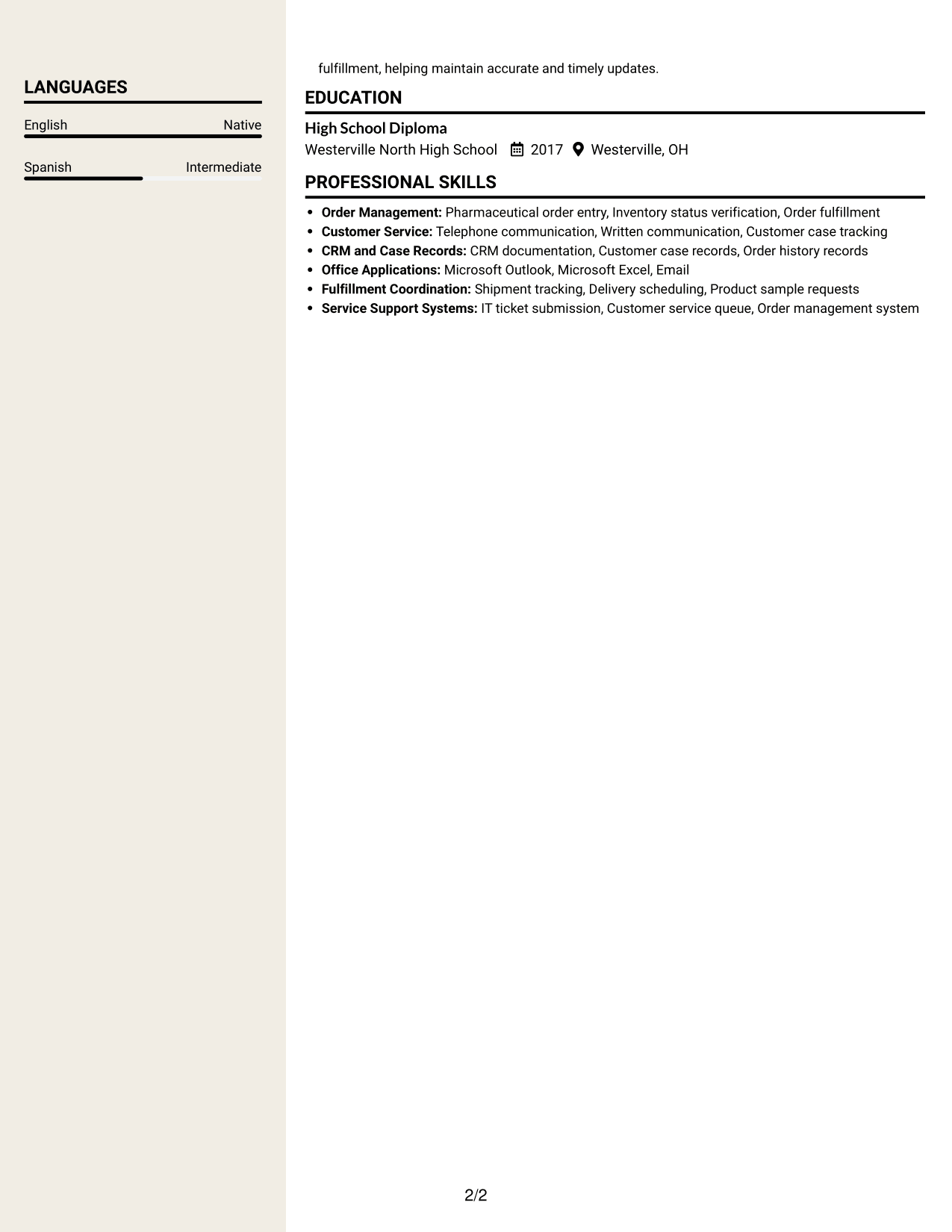 Resume example — page 2