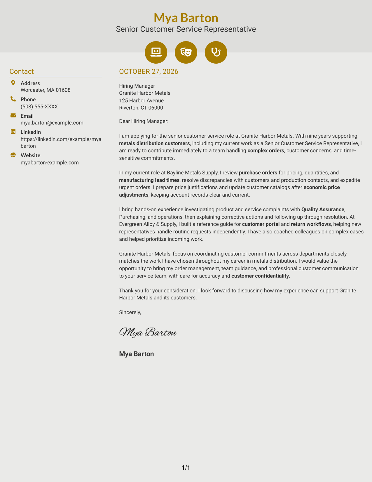 Cover letter example — page 1