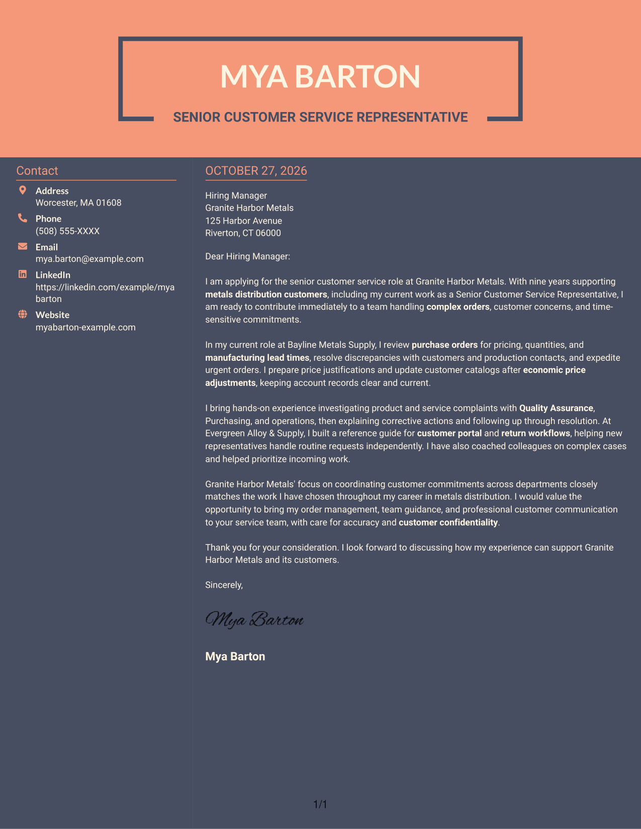 Cover letter example — page 1