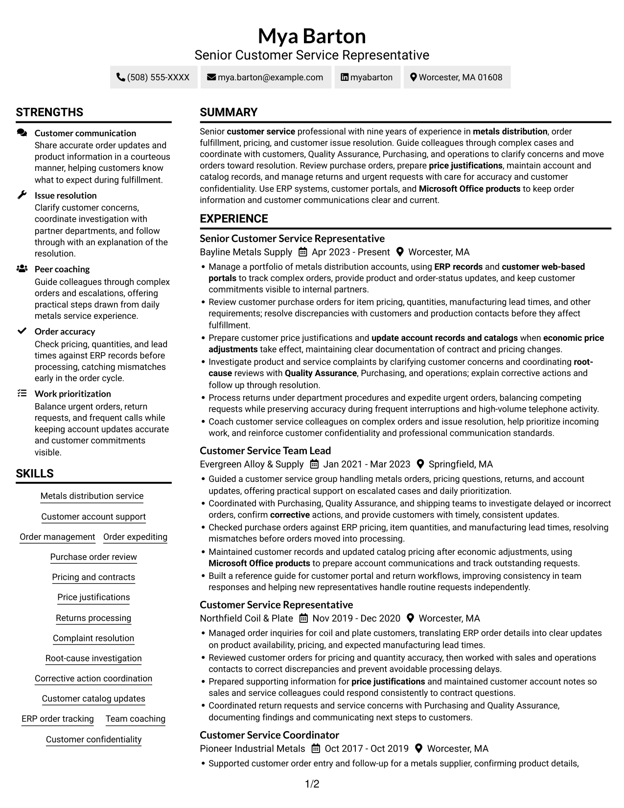 Resume example — page 1