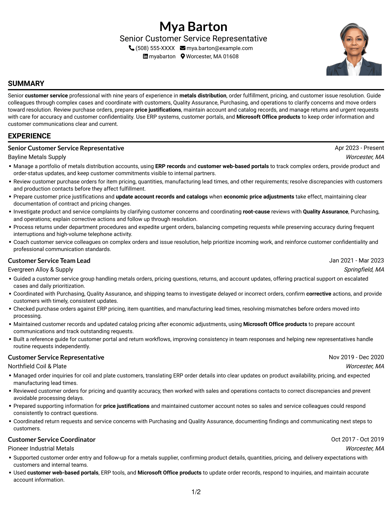 Resume example — page 1
