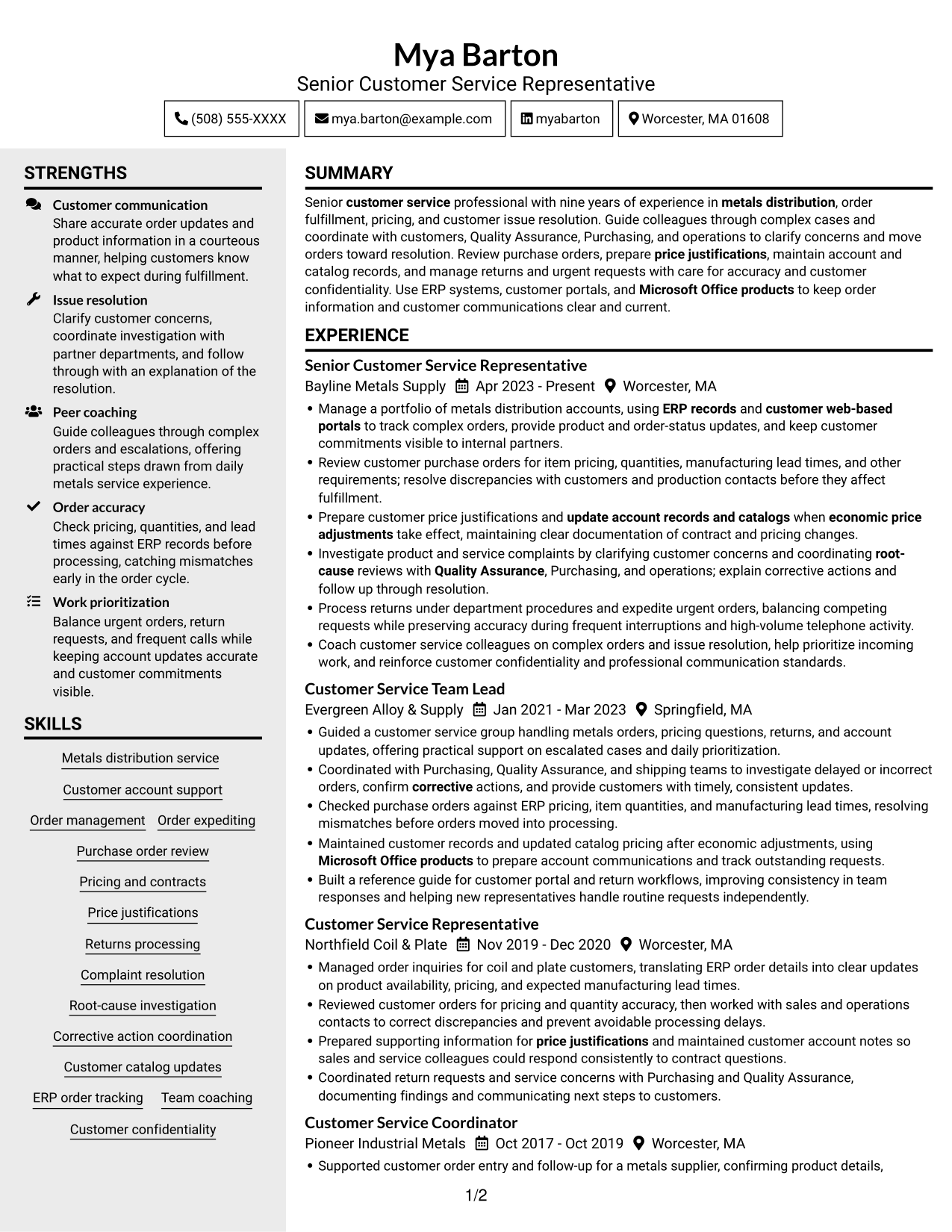 Resume example — page 1