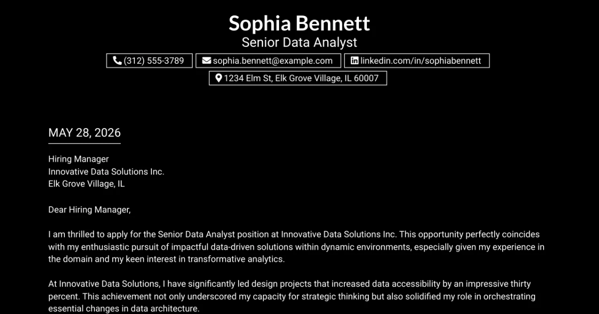 30+ Senior Data Analyst Cover Letter Templates with Example 2026