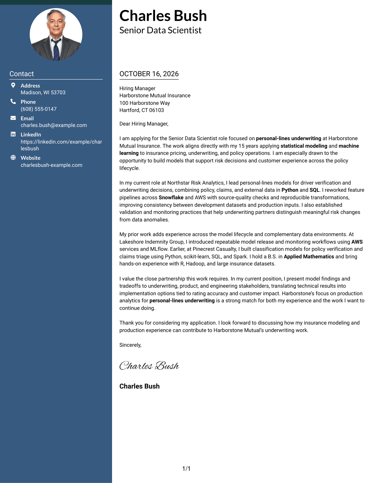 Cover letter example — page 1