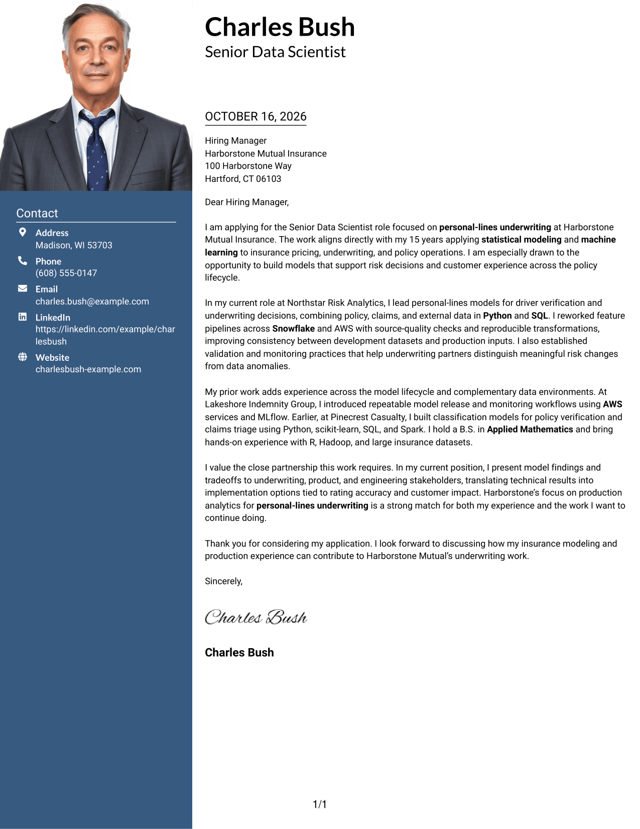 Cover letter example — page 1