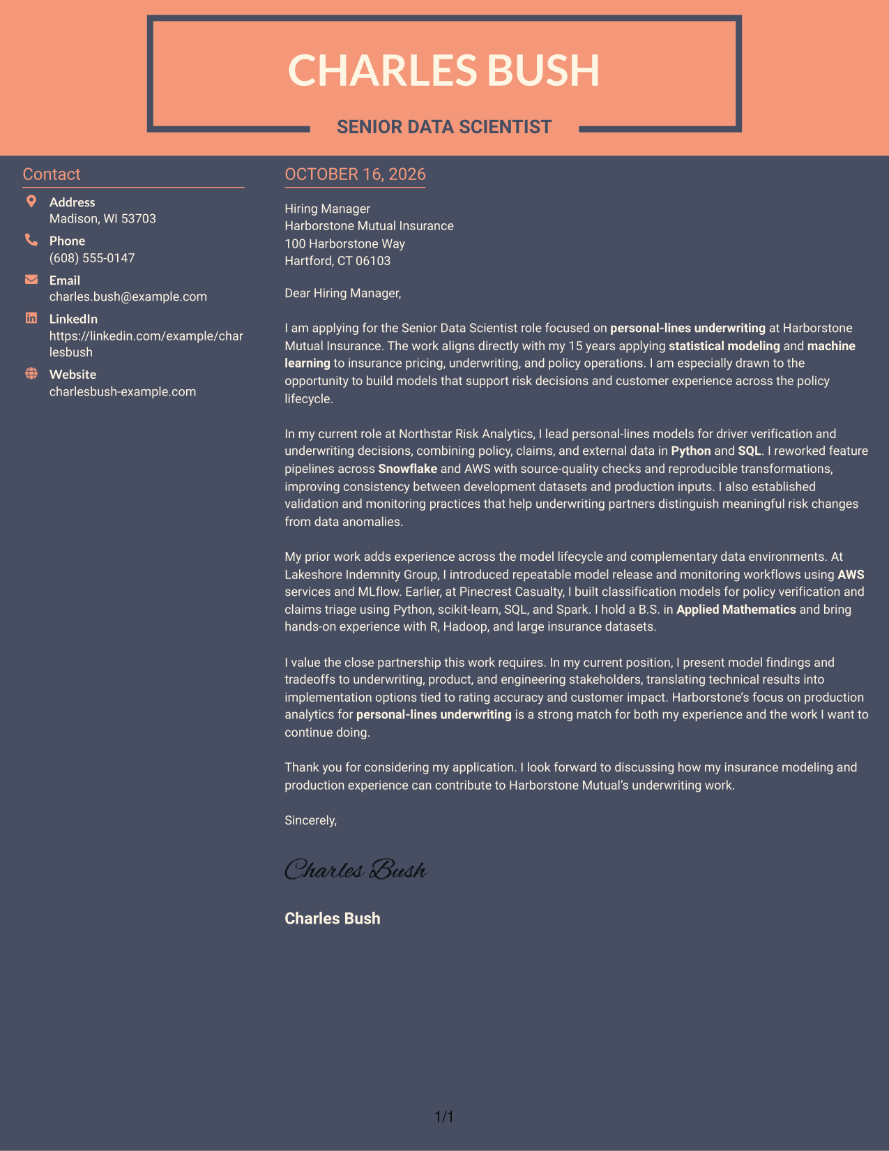 Cover letter example — page 1