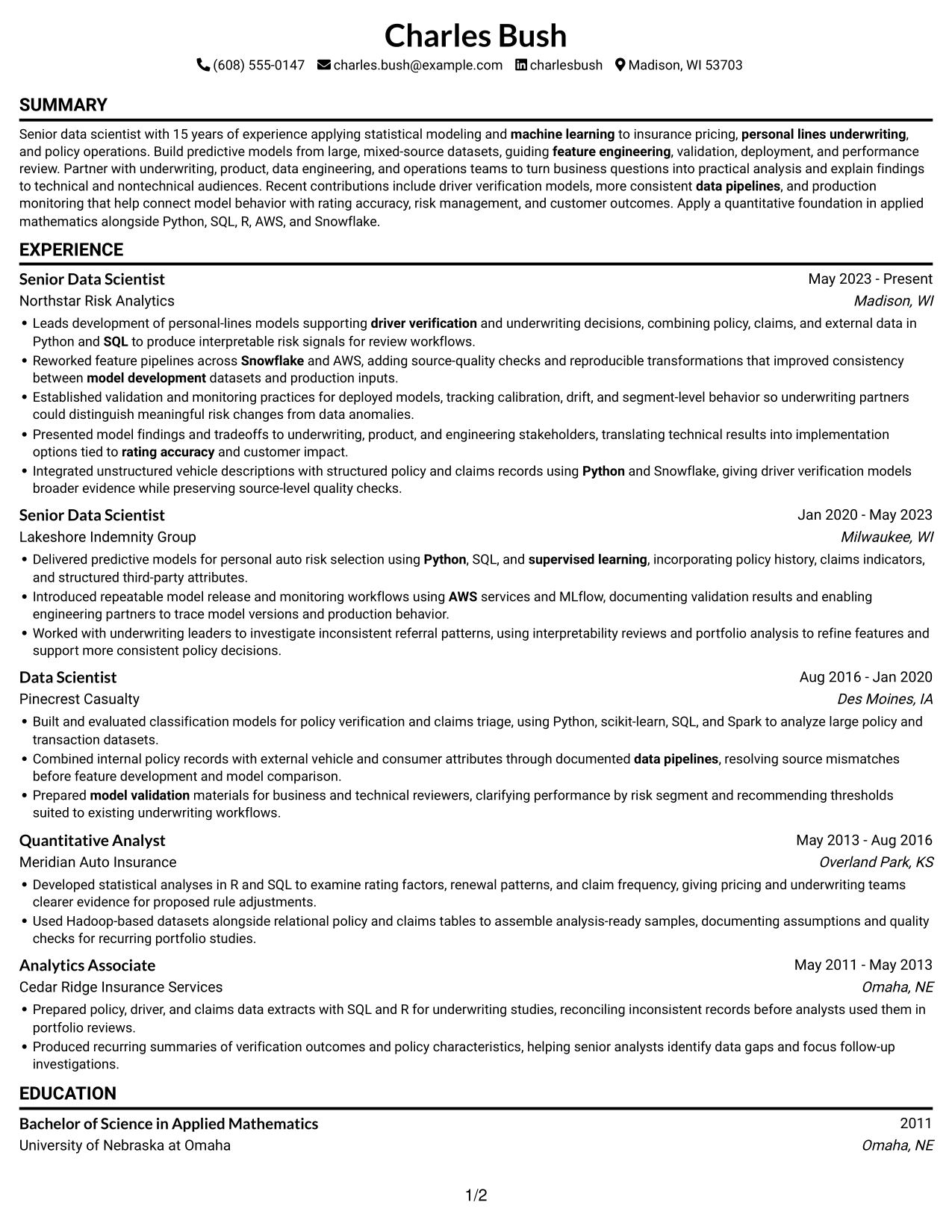 Resume example — page 1