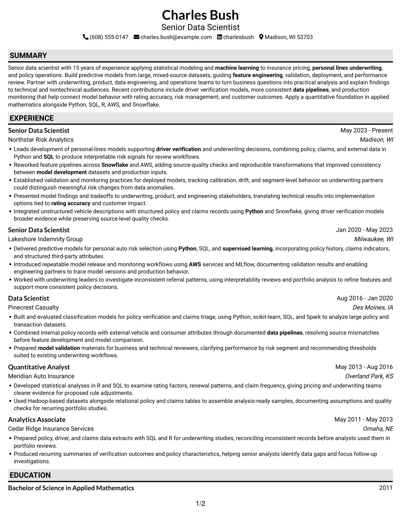 Resume example — page 1