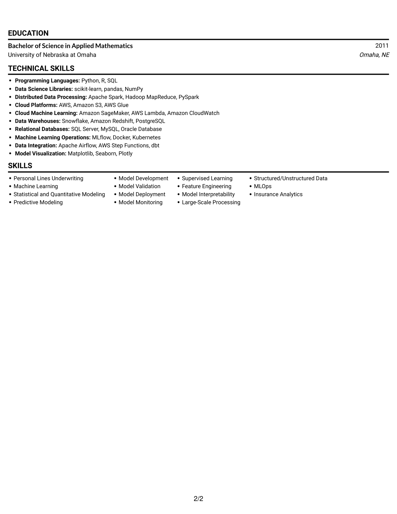 Resume example — page 2