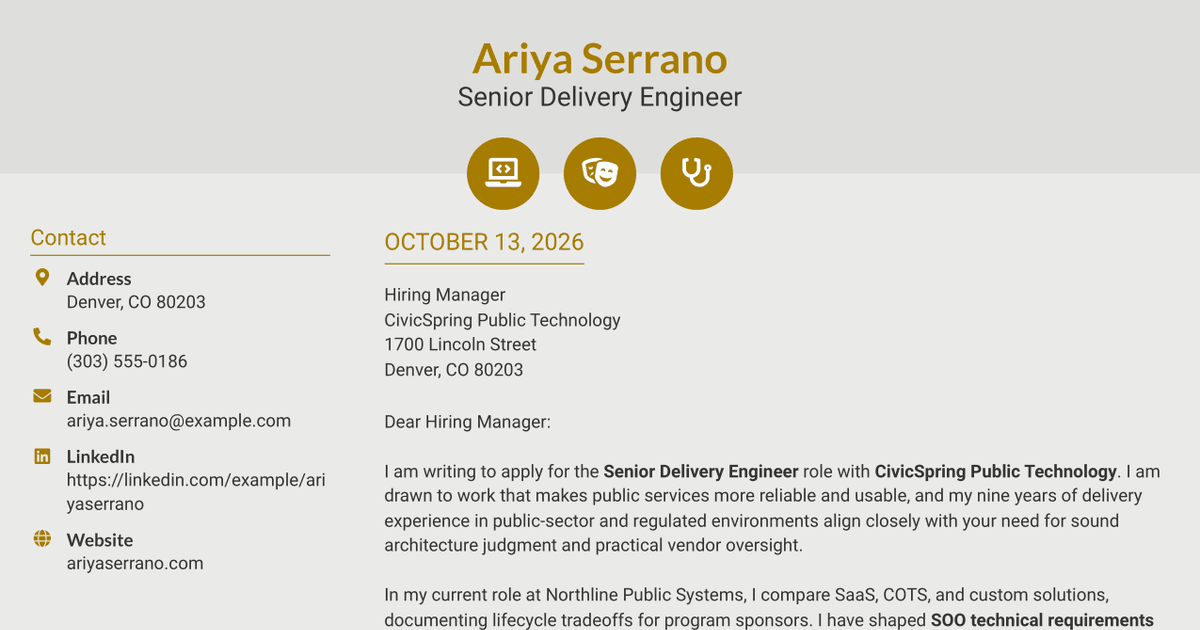 7 Senior Delivery Engineer - Enterprise Architecture Cover Letter Templates with Example