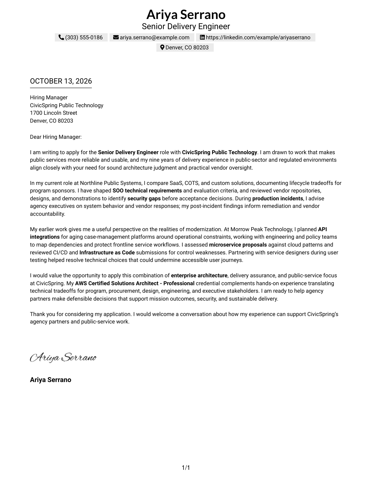 Text/Fang Style Cover Letter Preview