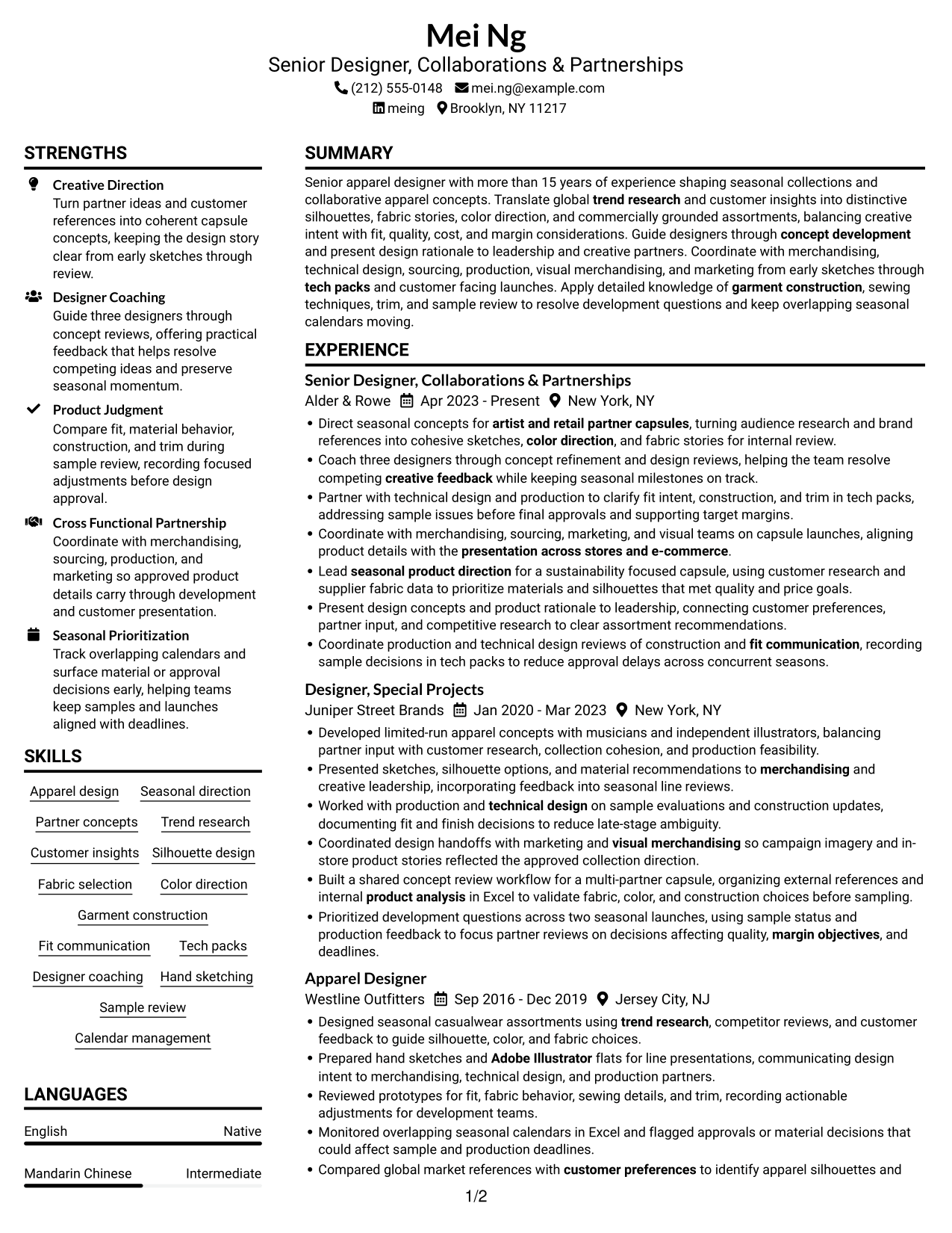 Resume example — page 1
