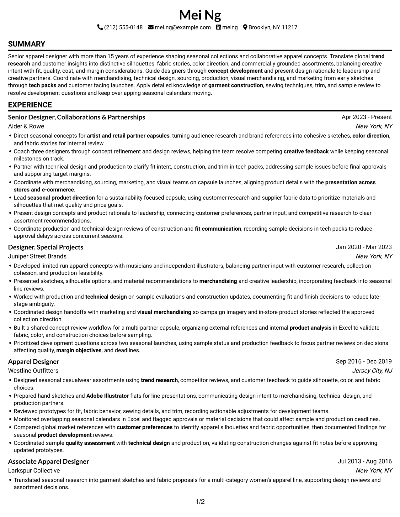 Resume example — page 1
