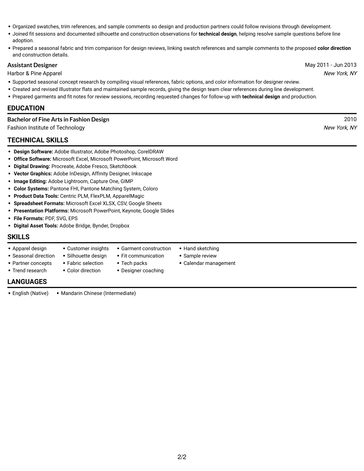 Resume example — page 2
