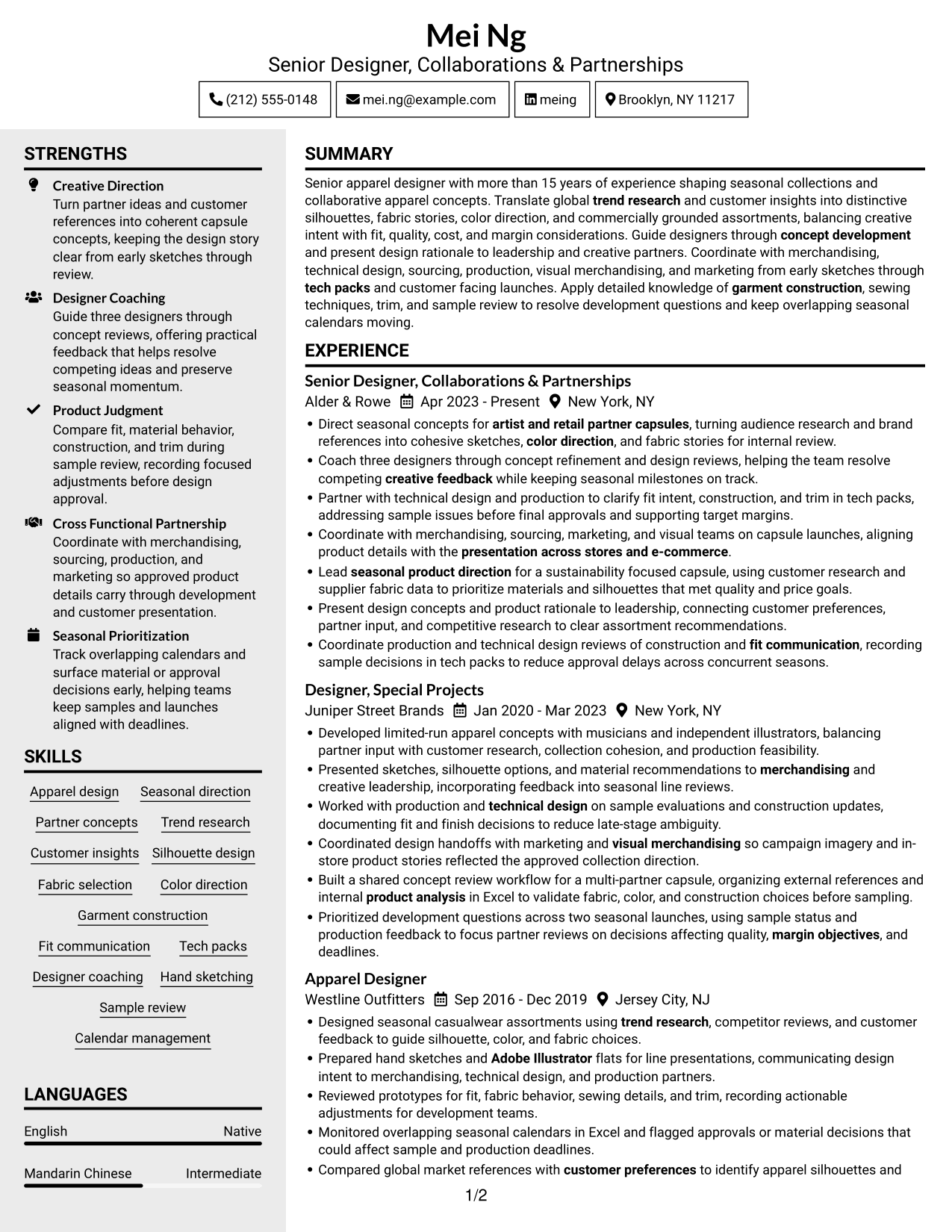 Resume example — page 1