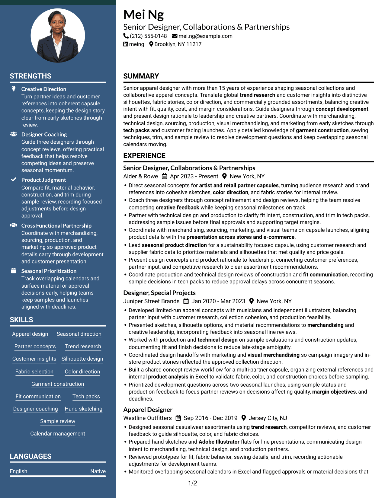 Resume example — page 1