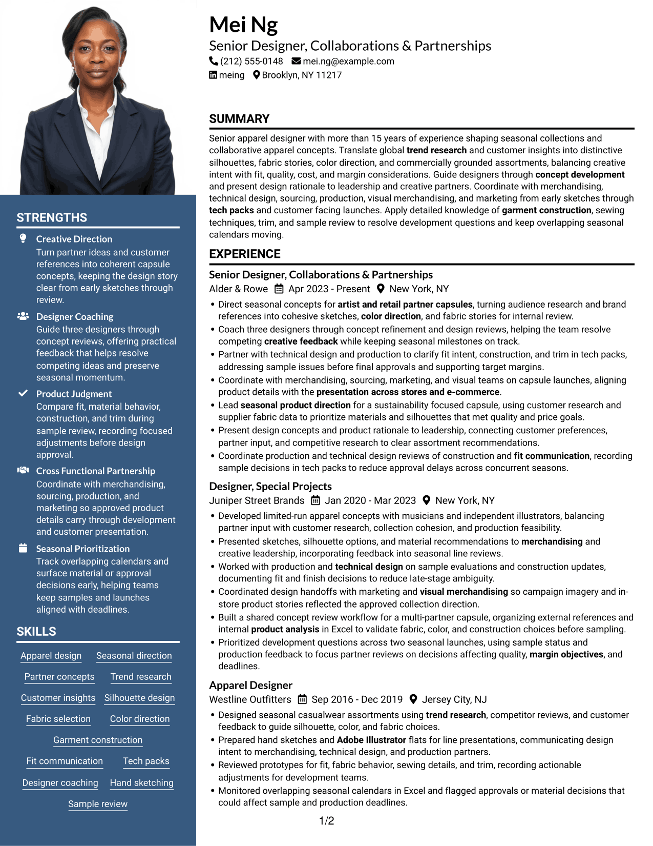 Resume example — page 1
