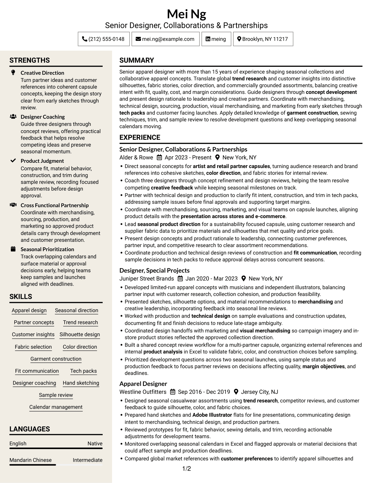 Resume example — page 1