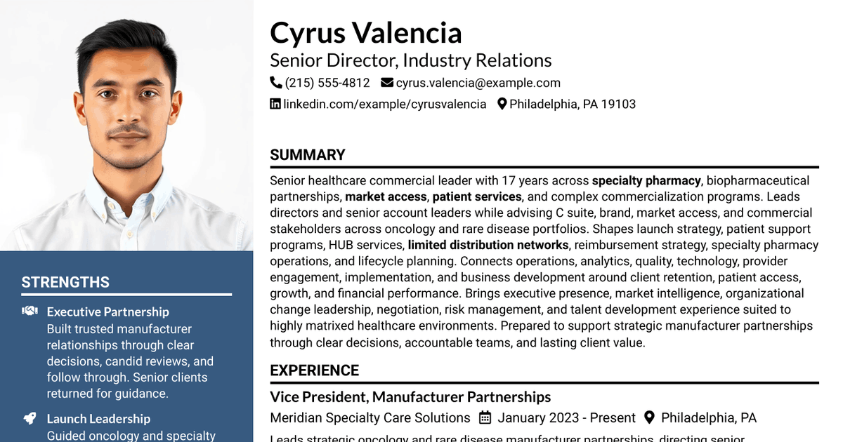 7 Senior Director - Industry Relations Resume Templates with Example