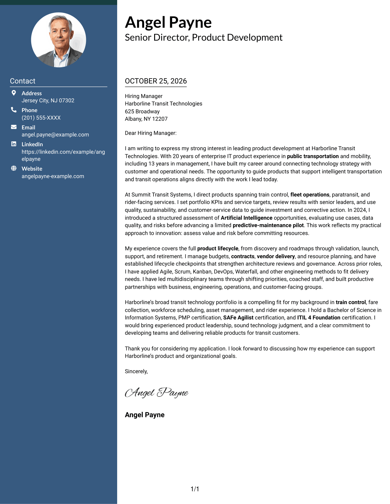 Cover letter example — page 1