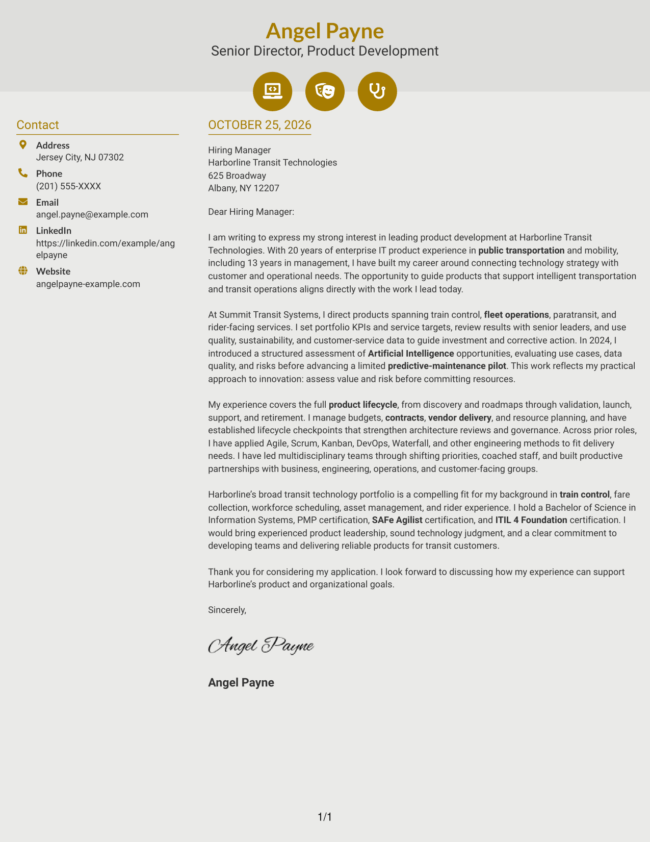 Cover letter example — page 1
