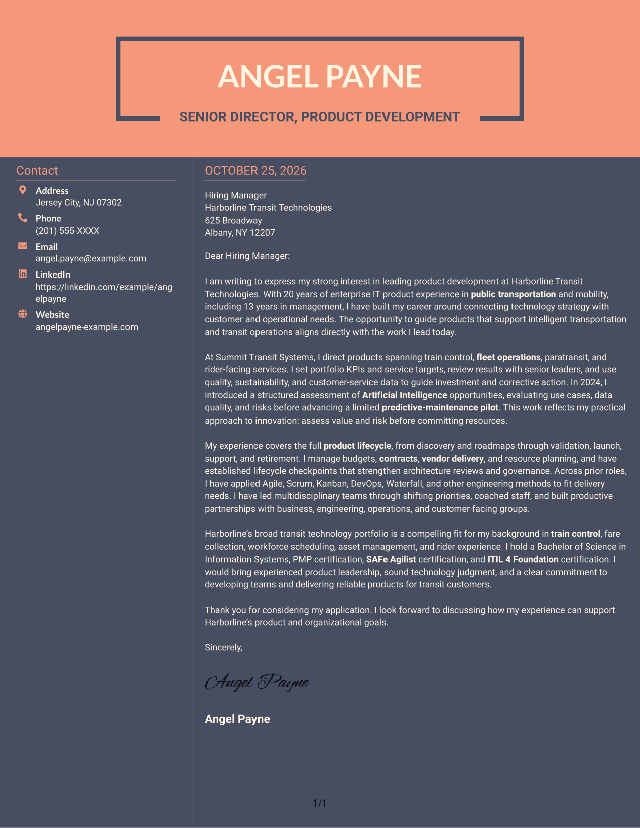 Cover letter example — page 1