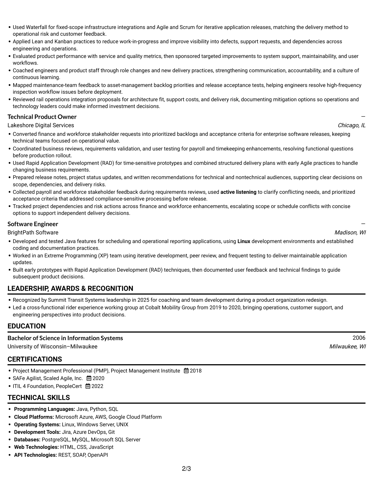 Resume example — page 2