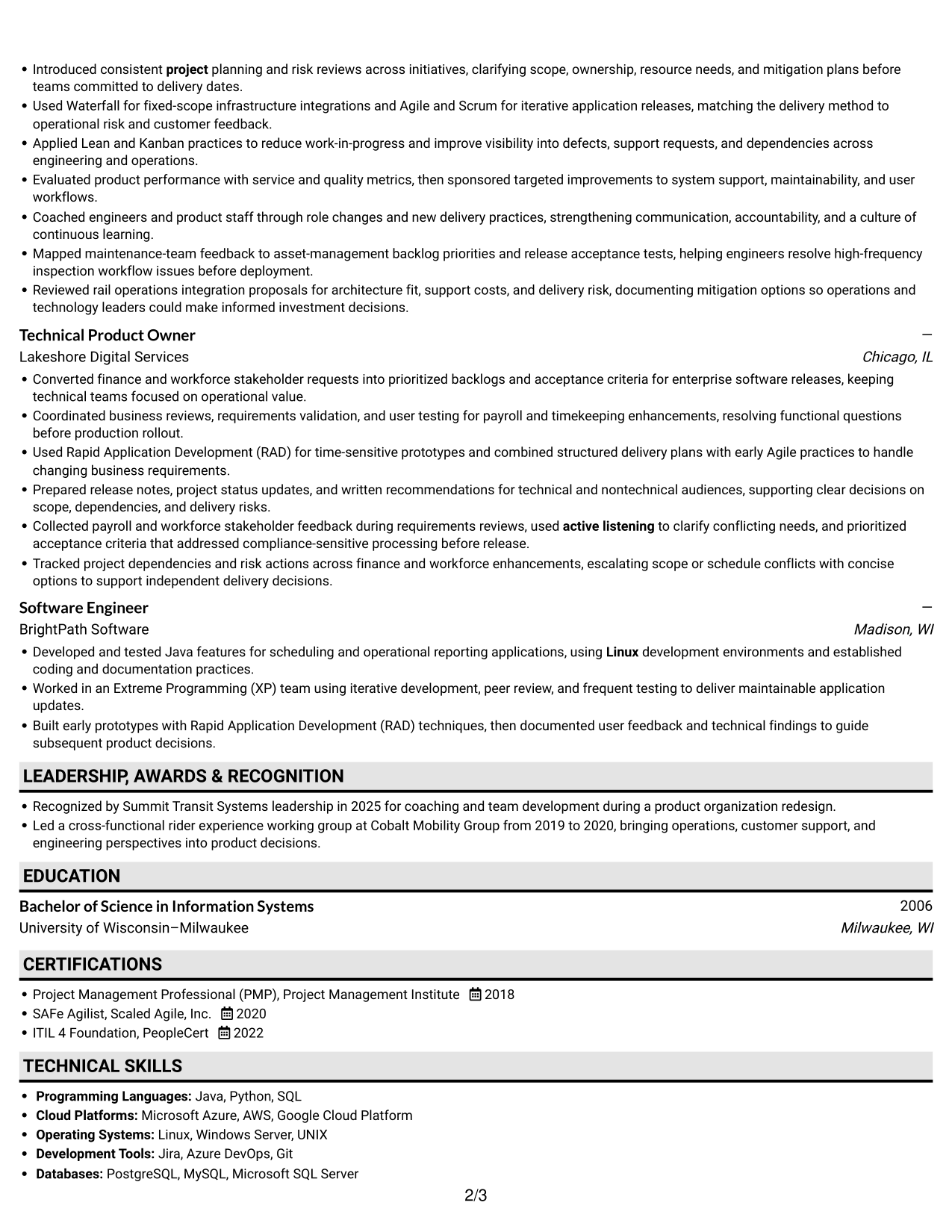 Resume example — page 2