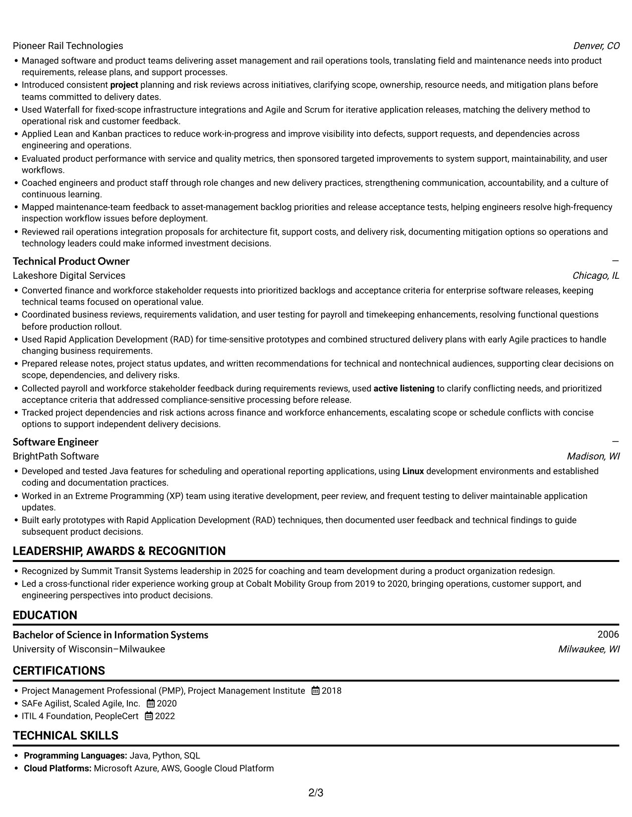 Resume example — page 2