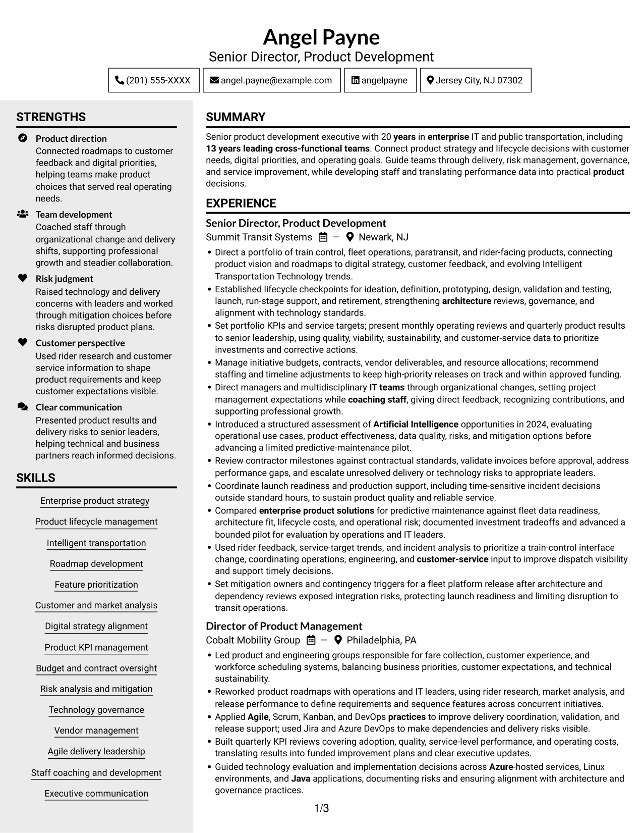 Resume example — page 1