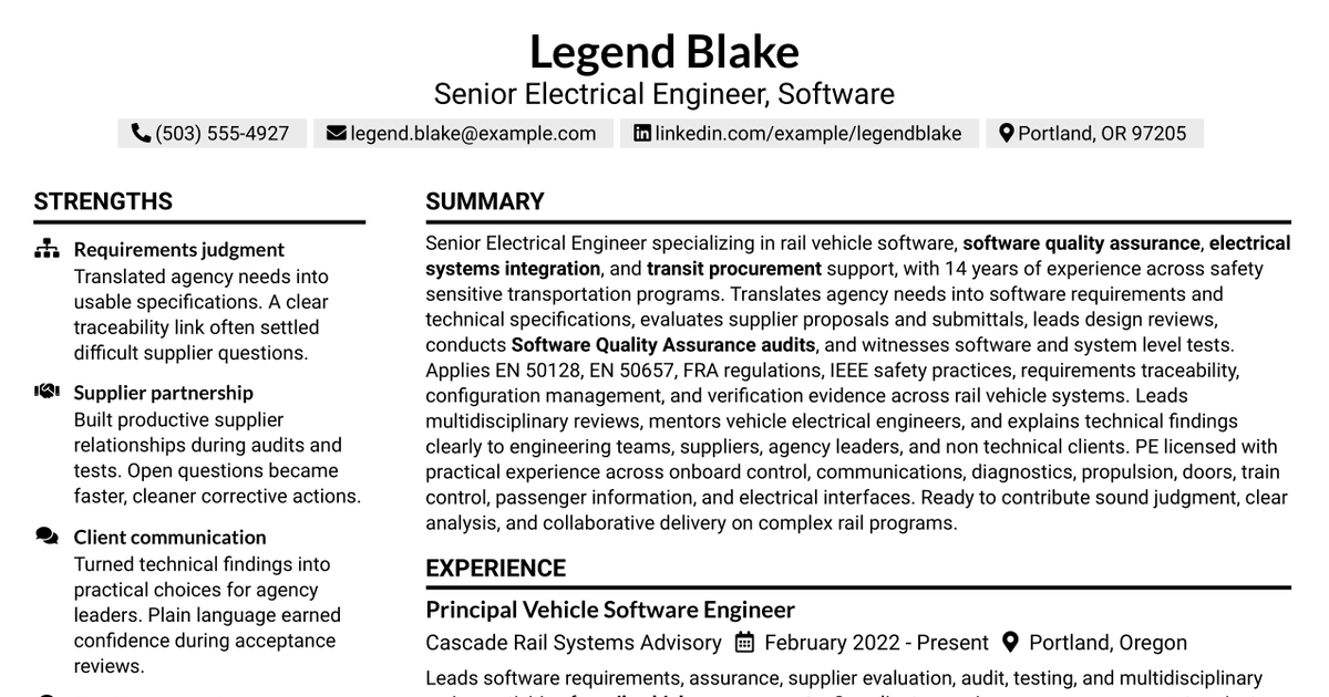 7 Senior Electrical Engineer - Software Resume Templates with Example
